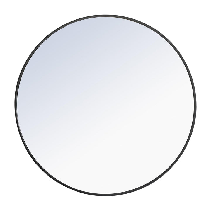 Metal Frame Round Mirror II in Black by Elegant