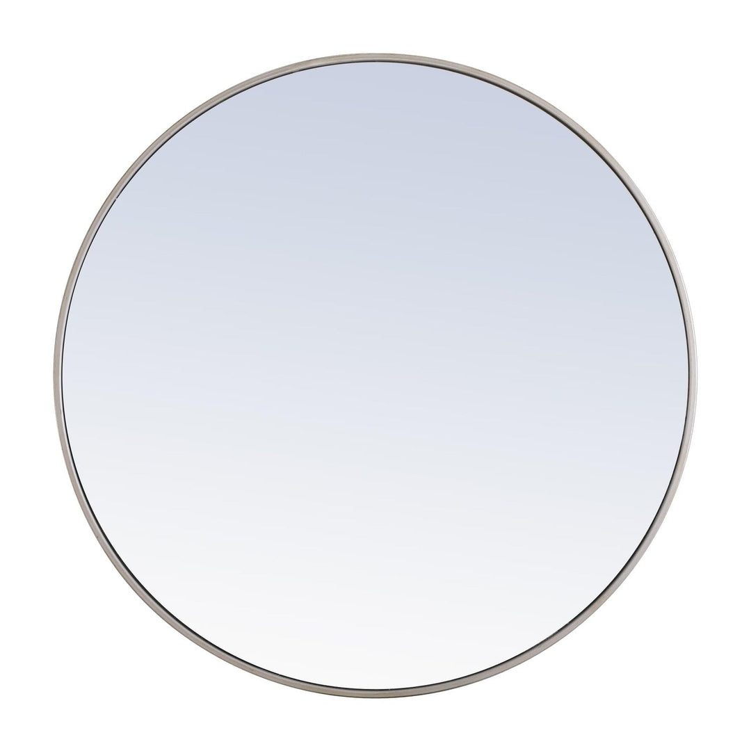 Metal Frame Round Mirror II in Silver by Elegant