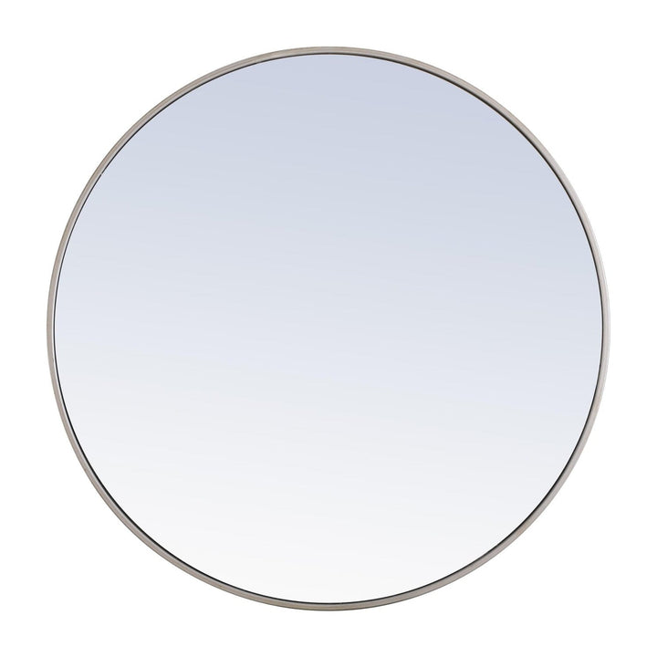 Metal Frame Round Mirror II in Silver by Elegant