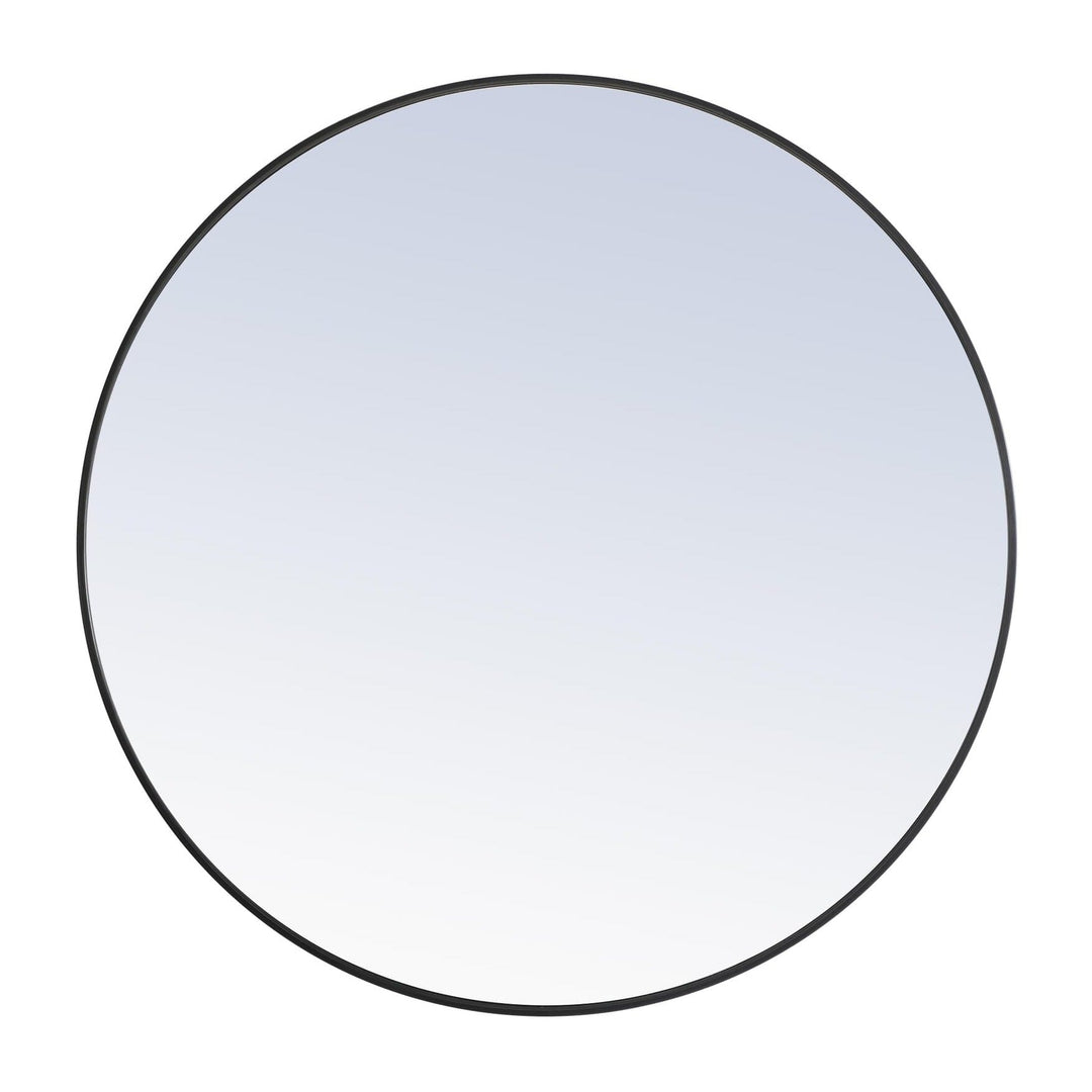 Metal Frame Round Mirror II in Black by Elegant