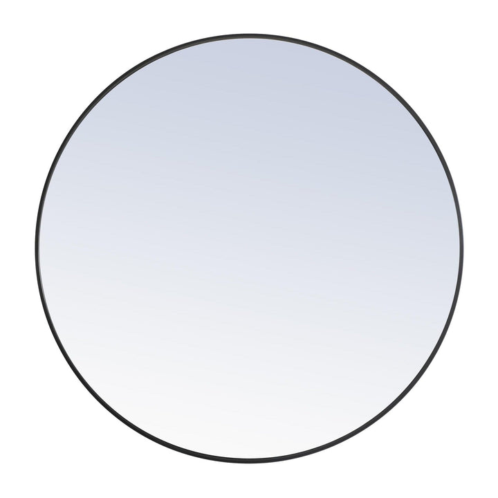 Metal Frame Round Mirror II in Black by Elegant