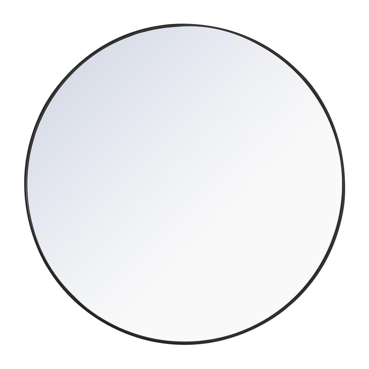 Metal Frame Round Mirror II in Black by Elegant