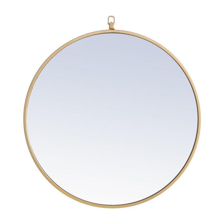 Metal Frame Round Mirror with Decorative Hook in Brass by Elegant