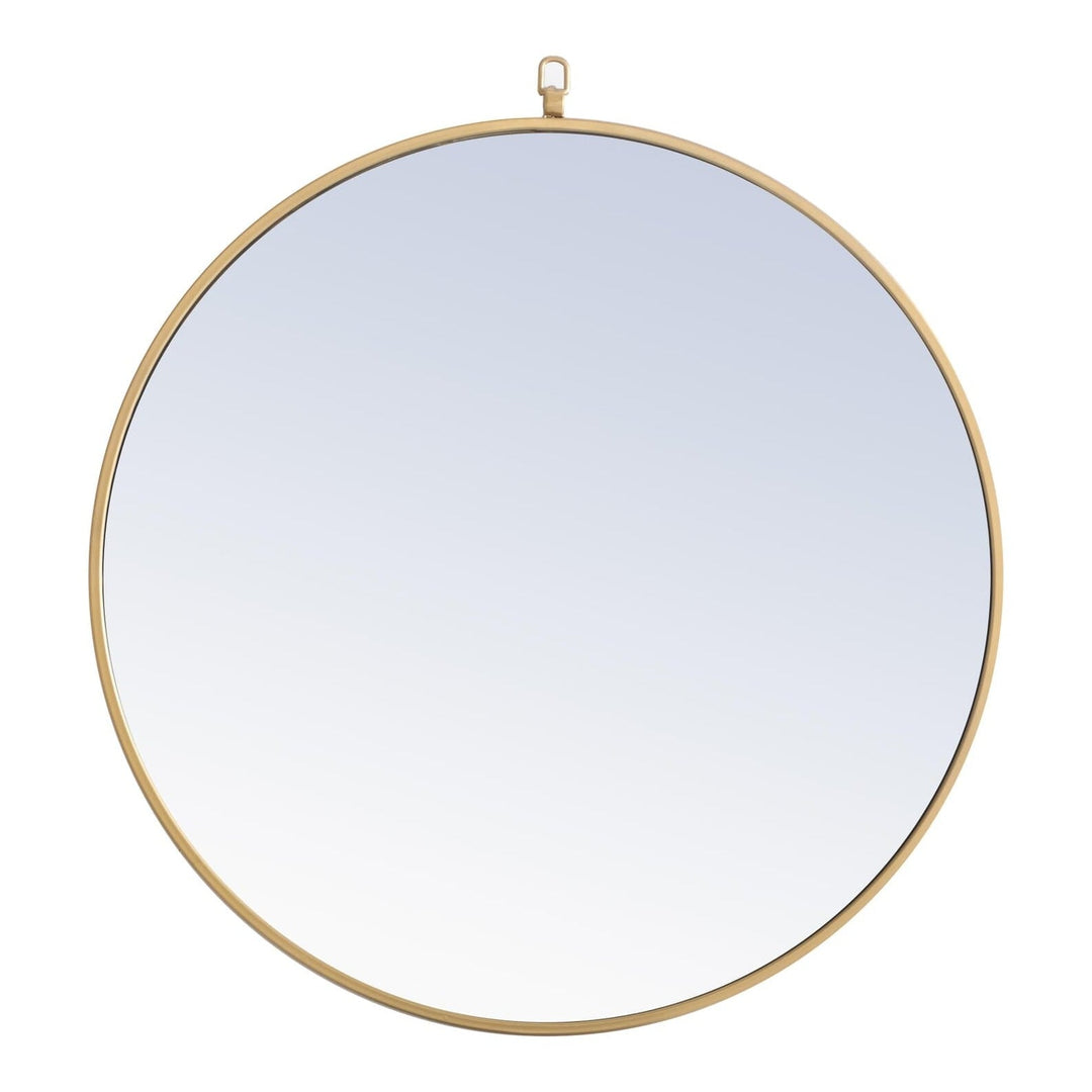 Metal Frame Round Mirror with Decorative Hook in Brass by Elegant