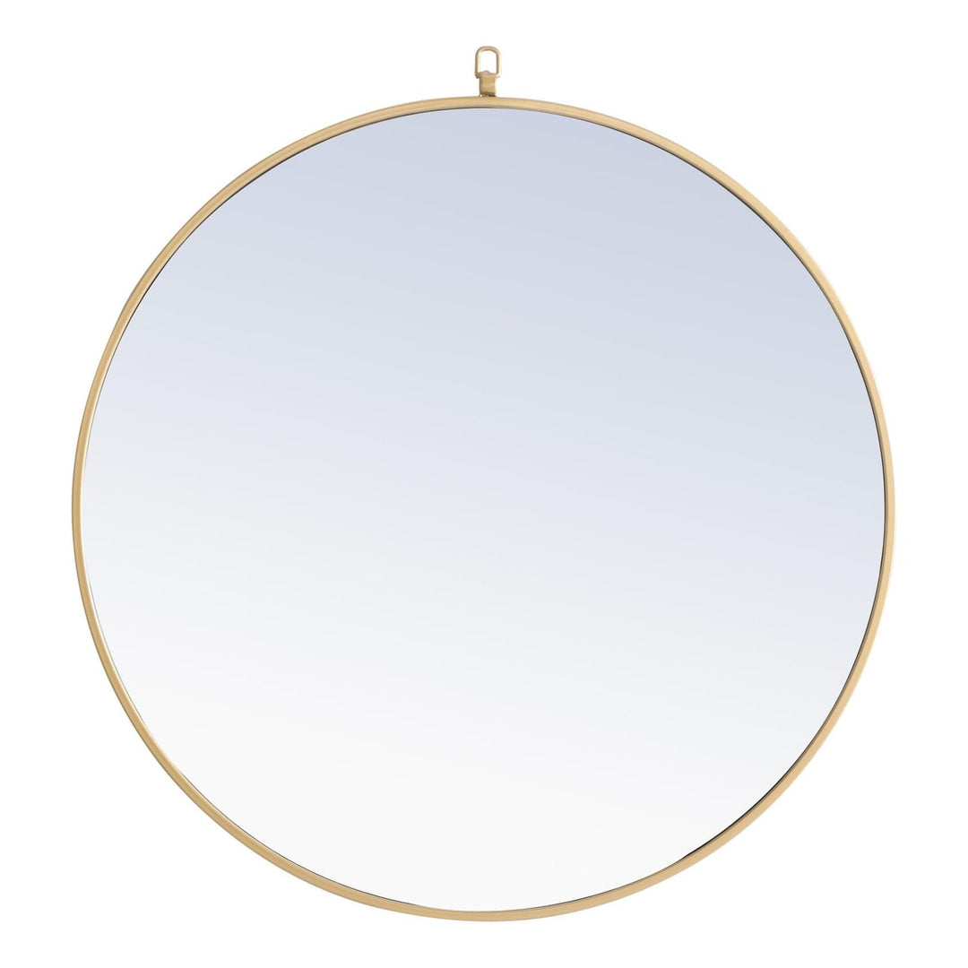 Metal Frame Round Mirror with Decorative Hook in Brass by Elegant