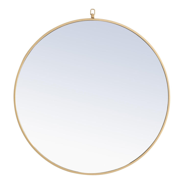Metal Frame Round Mirror with Decorative Hook in Brass by Elegant