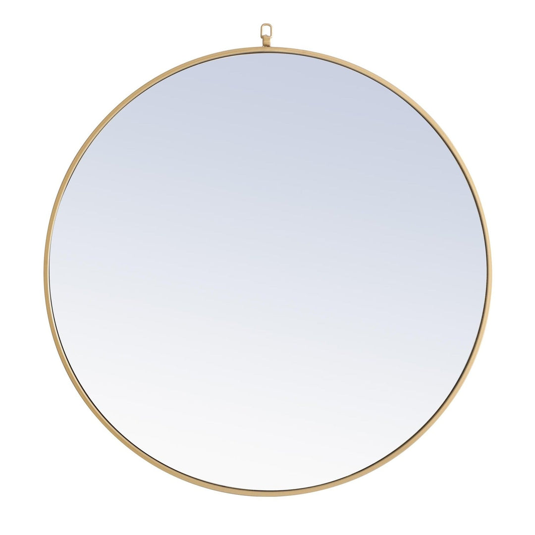 Metal Frame Round Mirror with Decorative Hook in Brass by Elegant