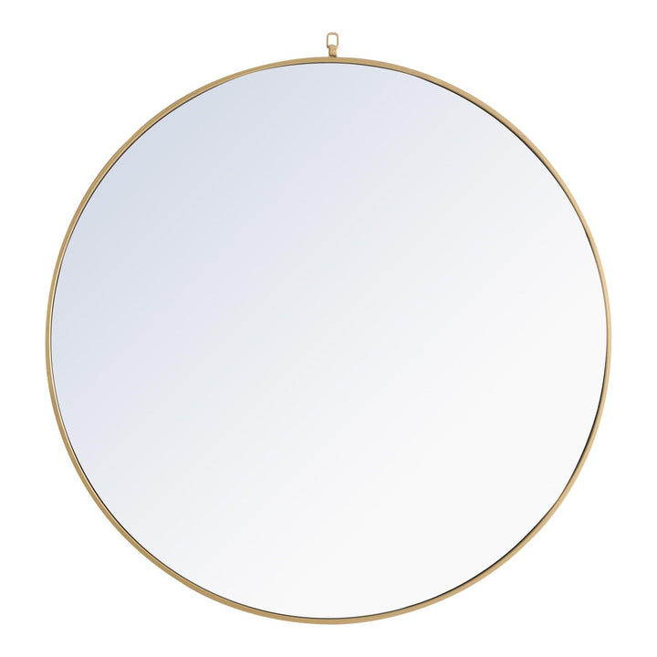 Metal Frame Round Mirror with Decorative Hook in Brass by Elegant