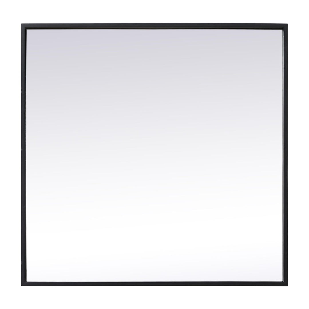 Metal Frame Square Mirror in Black by Elegant