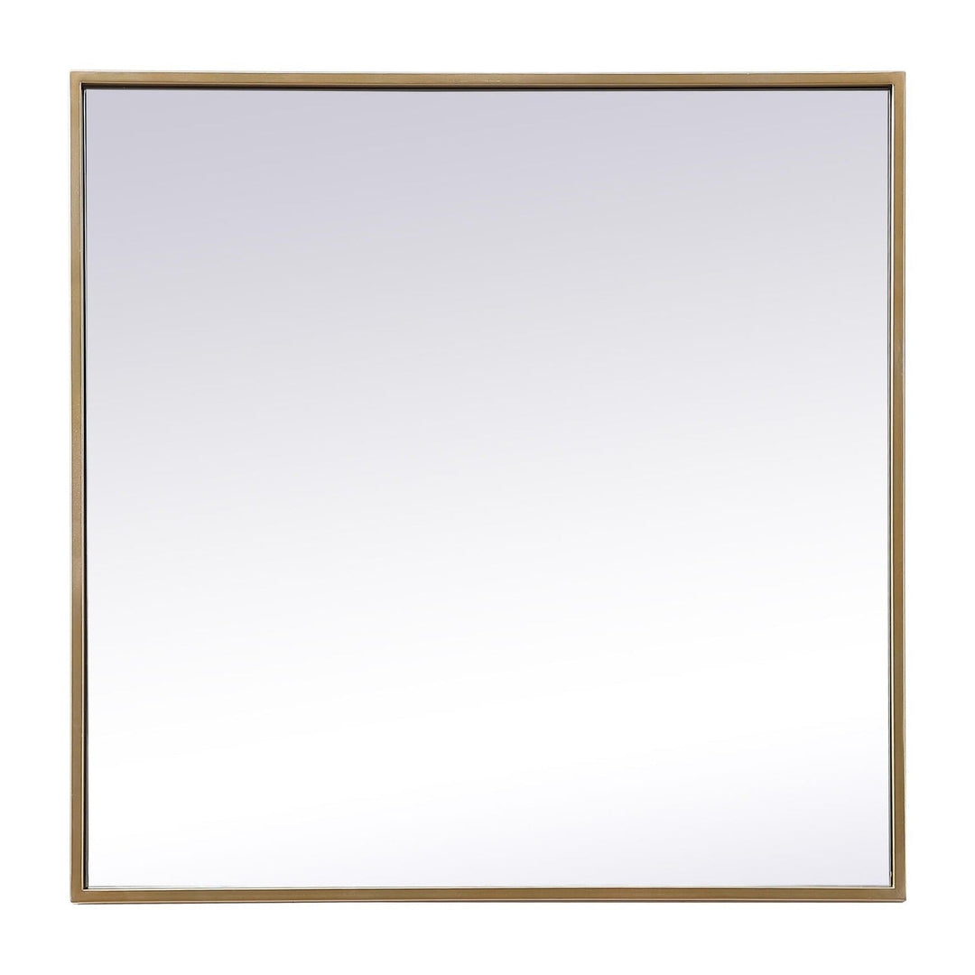 Metal Frame Square Mirror in Brass by Elegant