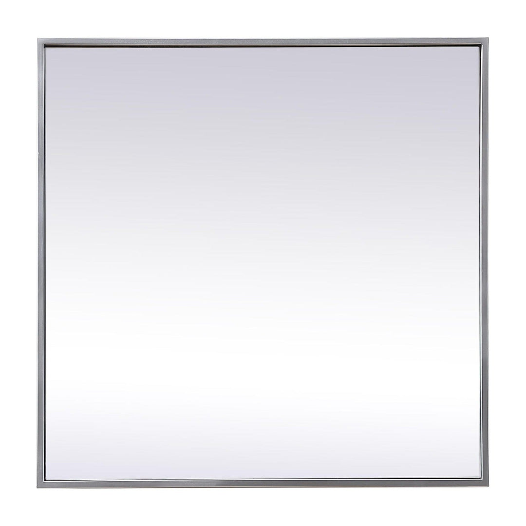 Metal Frame Square Mirror in Silver by Elegant