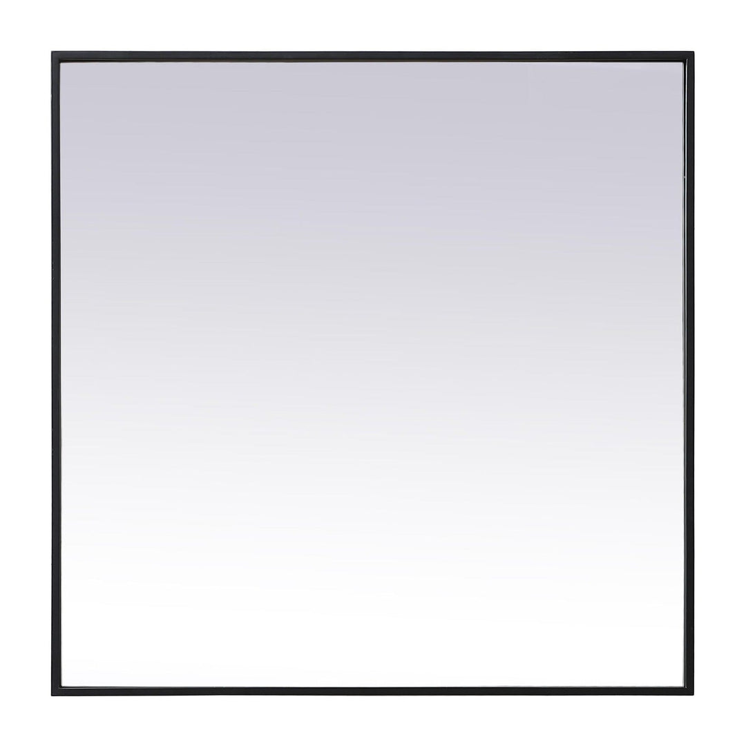 Metal Frame Square Mirror in Black by Elegant
