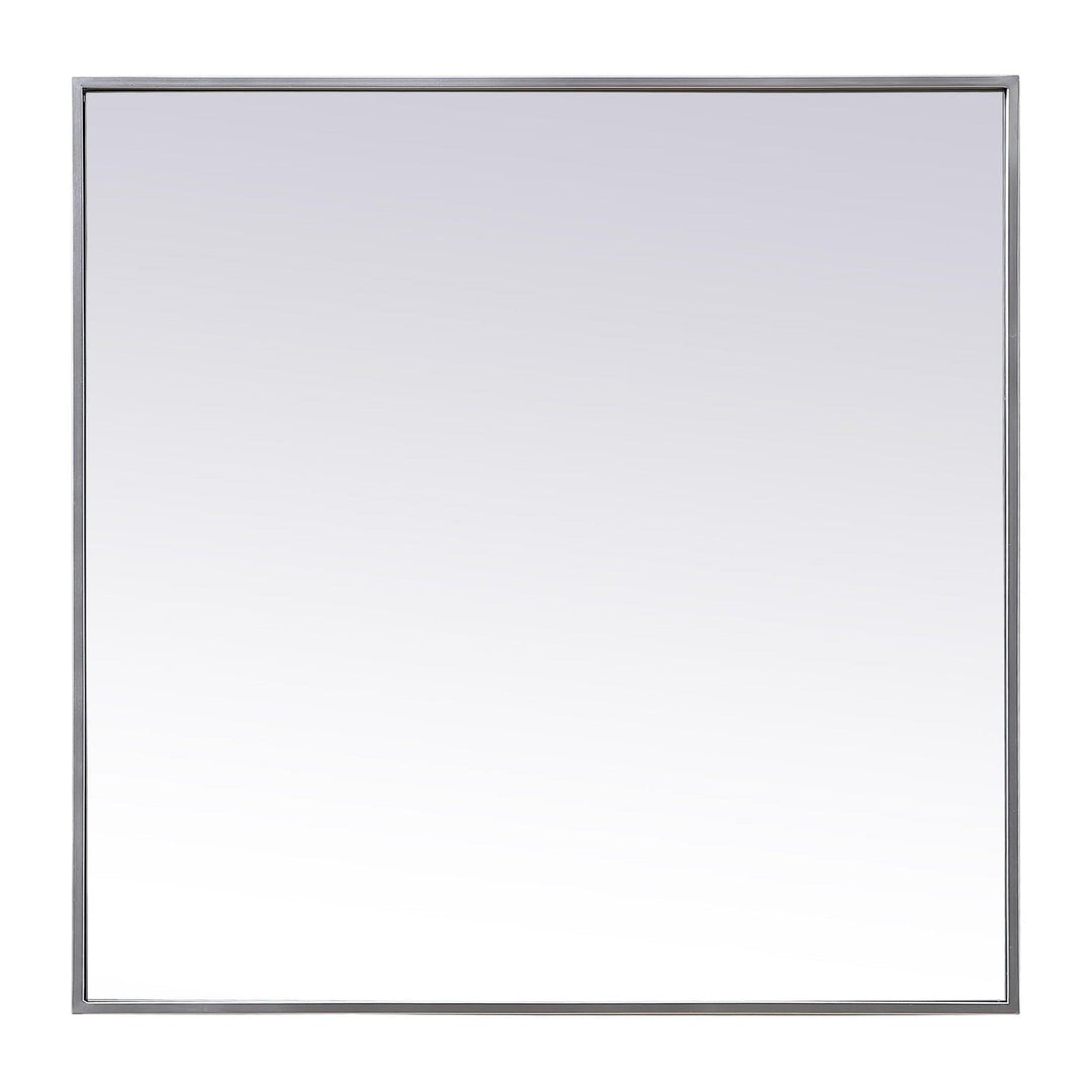 Metal Frame Square Mirror in Silver by Elegant