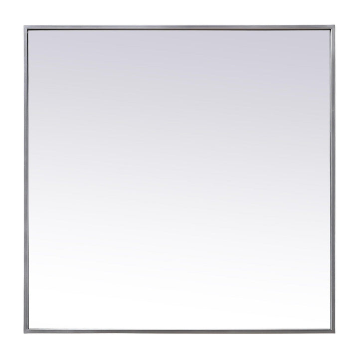 Metal Frame Square Mirror in Silver by Elegant