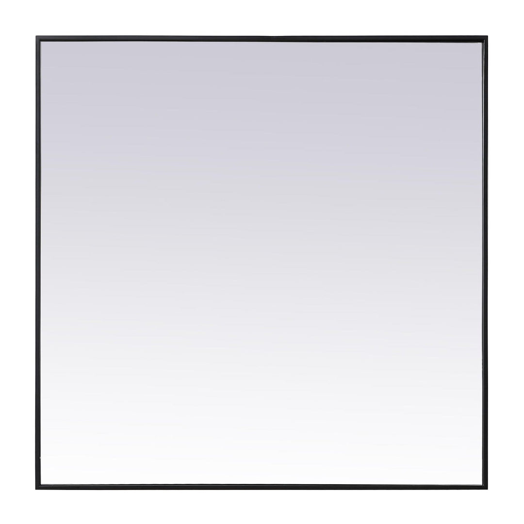 Metal Frame Square Mirror in Black by Elegant