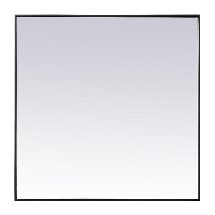 Metal Frame Square Mirror in Black by Elegant
