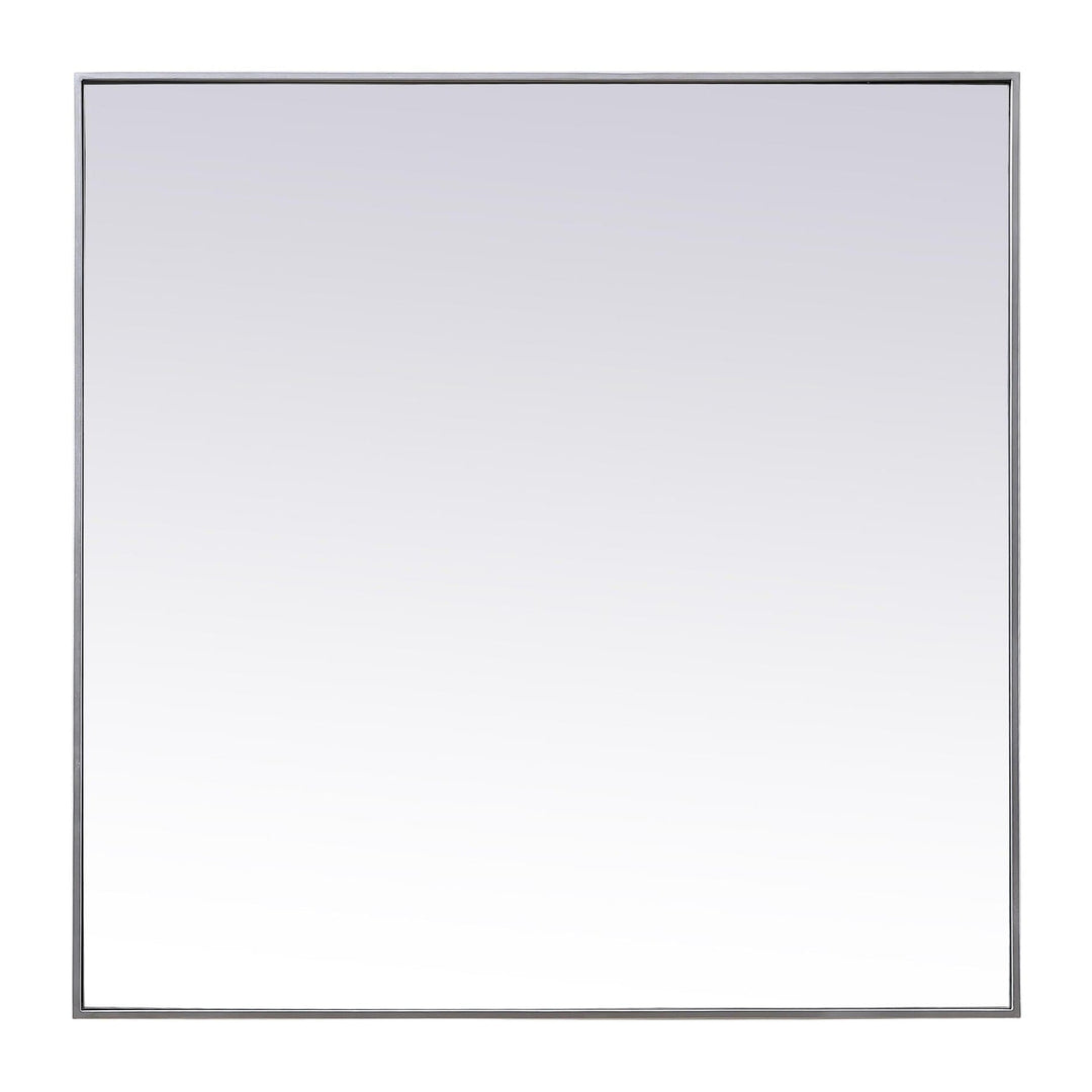 Metal Frame Square Mirror in Silver by Elegant
