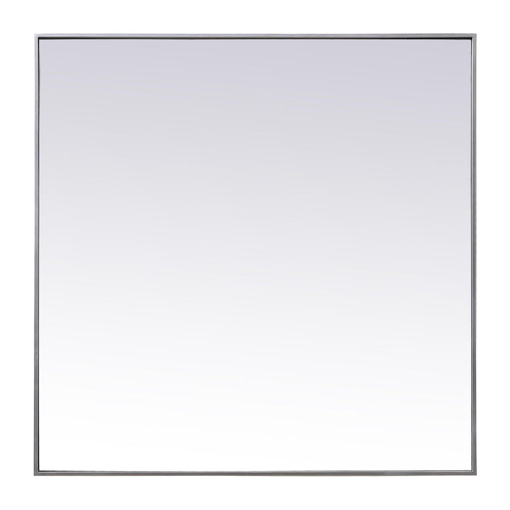 Metal Frame Square Mirror in Silver by Elegant