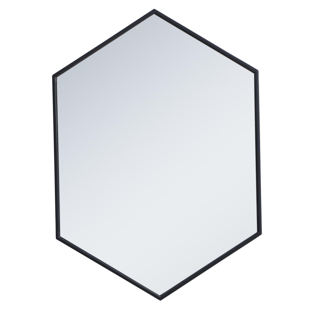 Metal Frame Hexagon Mirror in Black by Elegant