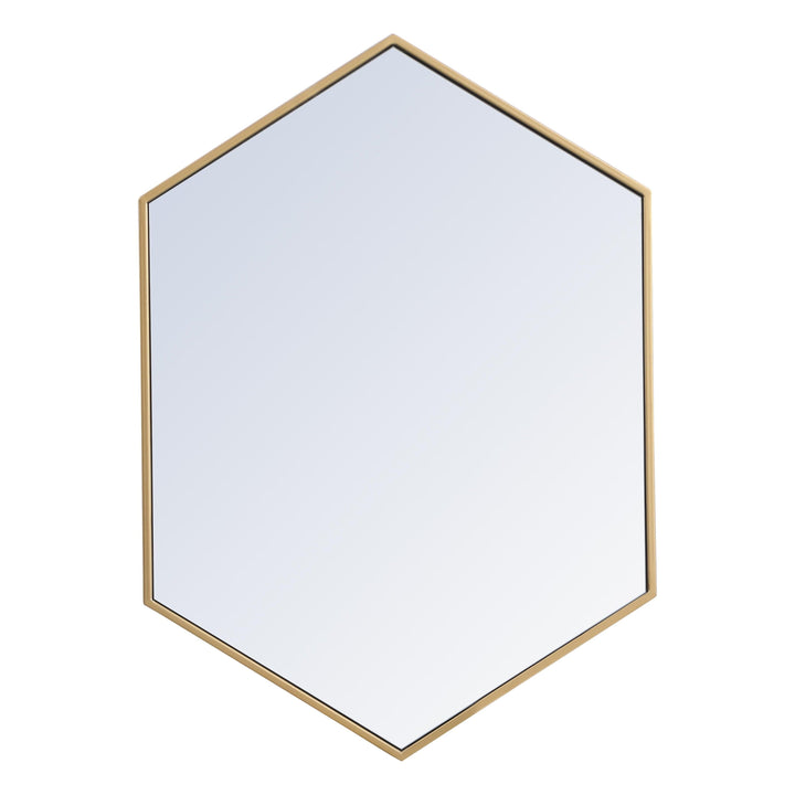 Metal Frame Hexagon Mirror in Brass by Elegant