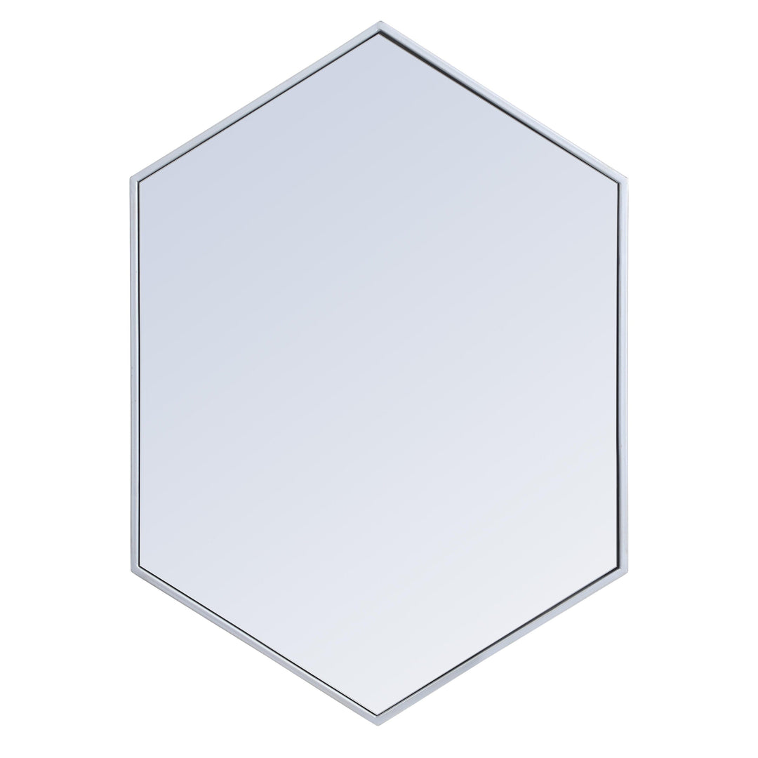 Metal Frame Hexagon Mirror in Silver by Elegant
