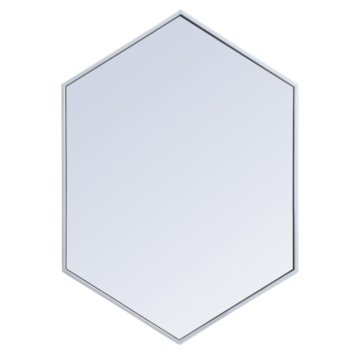Metal Frame Hexagon Mirror in Silver by Elegant