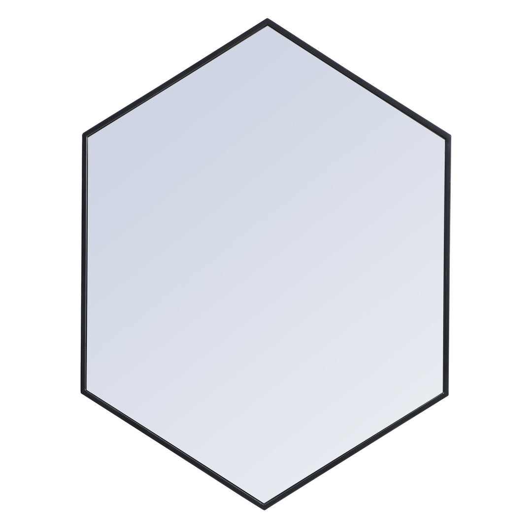 Metal Frame Hexagon Mirror in Black by Elegant
