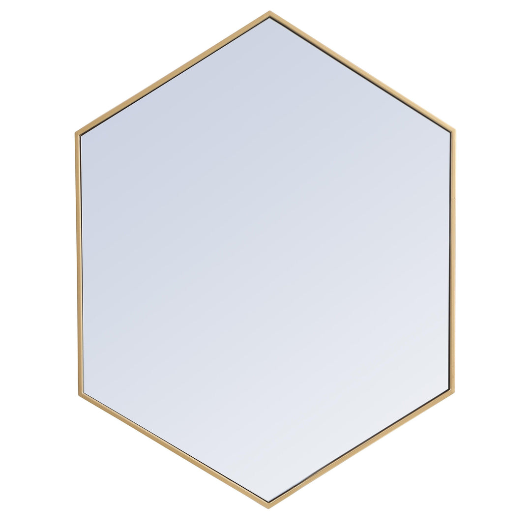 Metal Frame Hexagon Mirror in Brass by Elegant