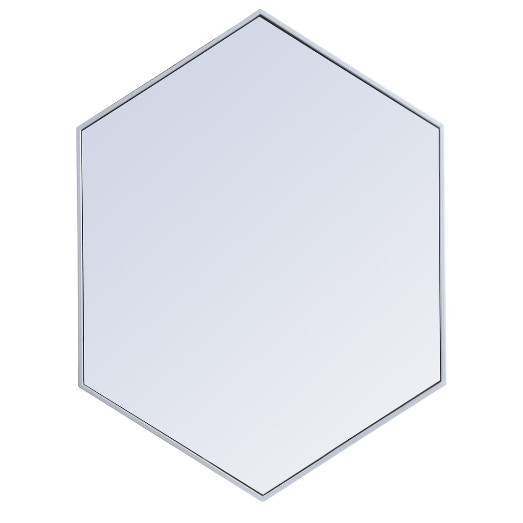Metal Frame Hexagon Mirror in Silver by Elegant