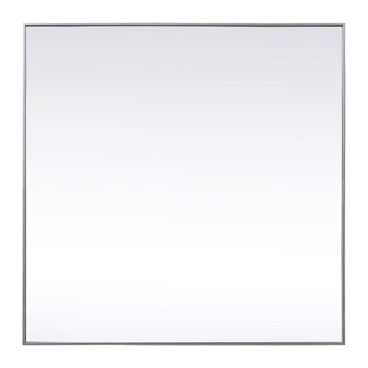 Metal Frame Square Mirror in Silver by Elegant