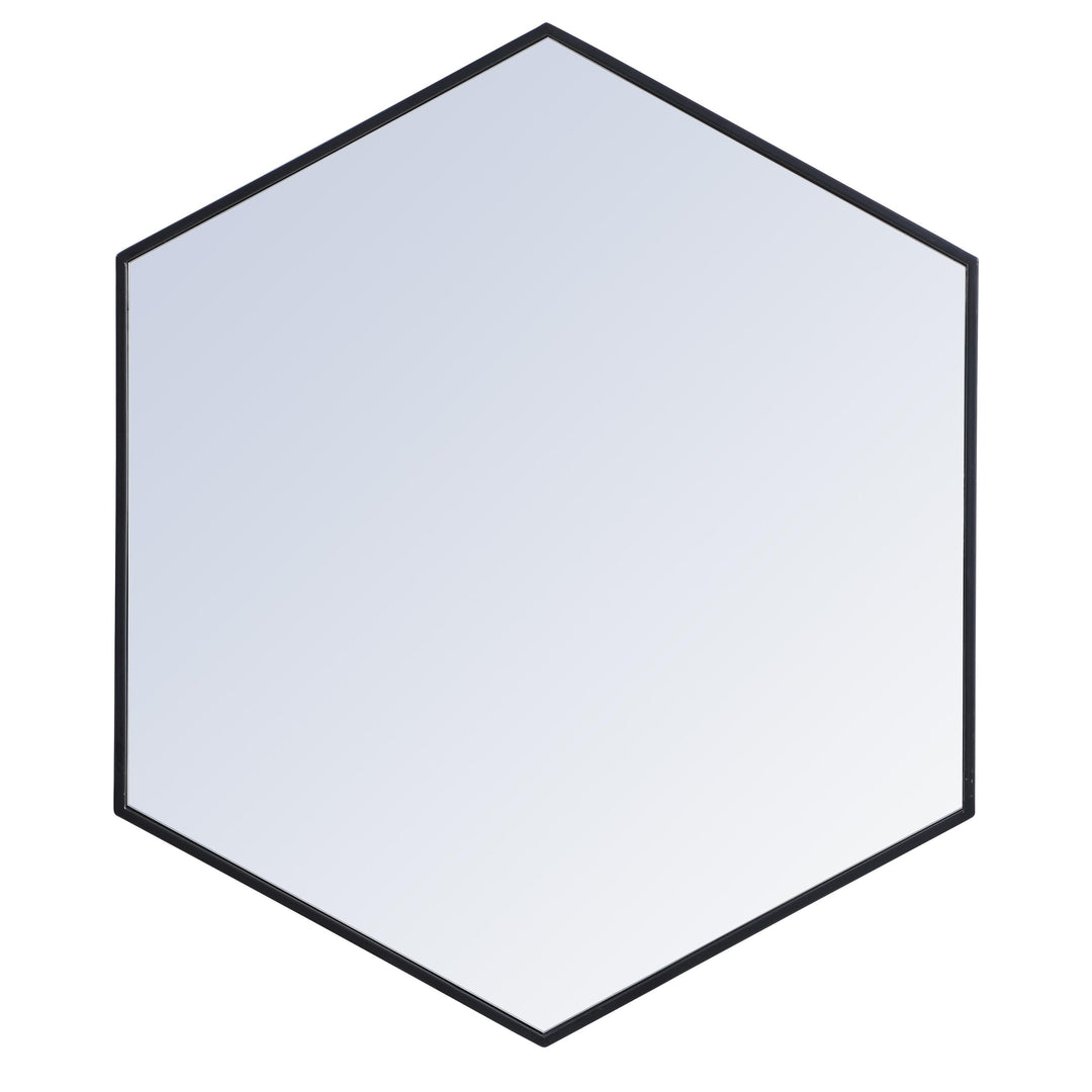Metal Frame Hexagon Mirror in Black by Elegant