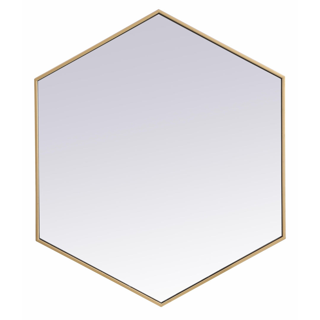 Metal Frame Hexagon Mirror in Brass by Elegant