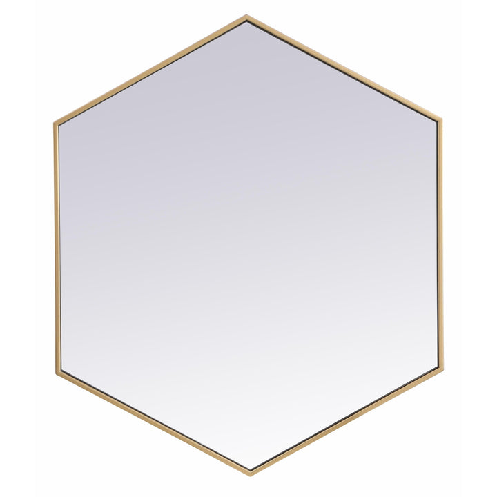 Metal Frame Hexagon Mirror in Brass by Elegant