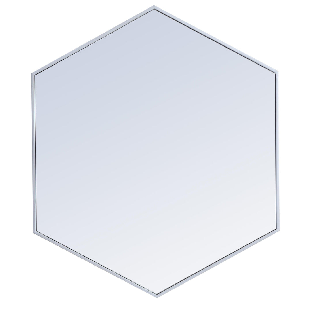 Metal Frame Hexagon Mirror in Silver by Elegant