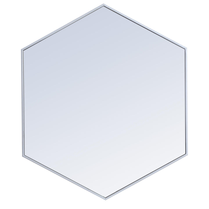 Metal Frame Hexagon Mirror in Silver by Elegant