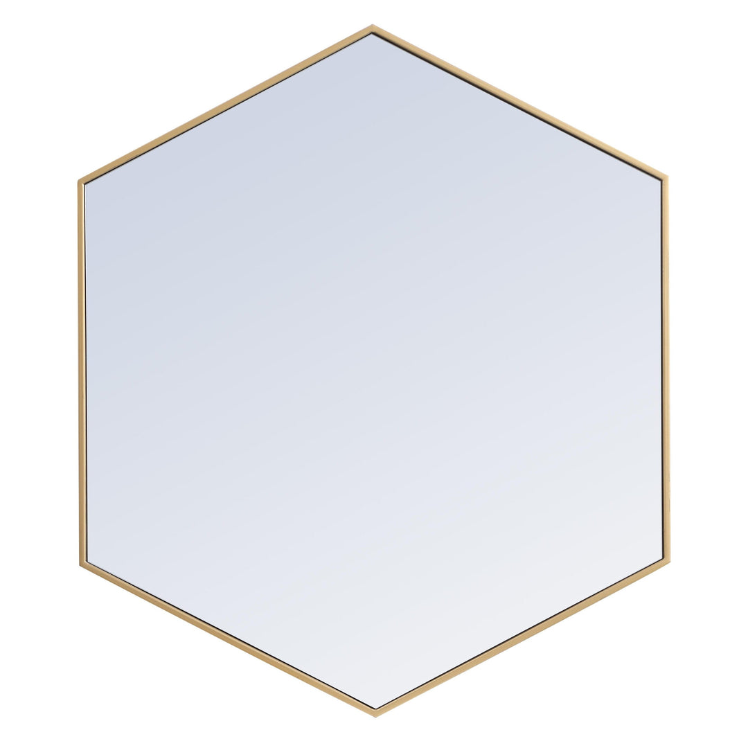 Metal Frame Hexagon Mirror in Brass by Elegant