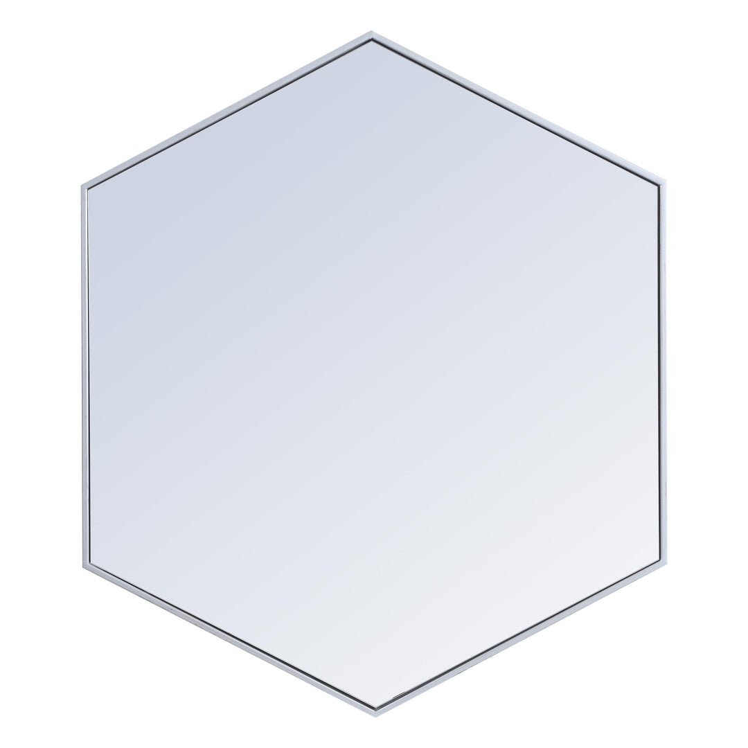 Metal Frame Hexagon Mirror in Silver by Elegant