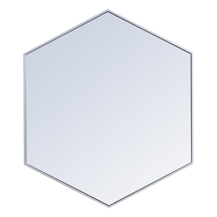 Metal Frame Hexagon Mirror in Silver by Elegant