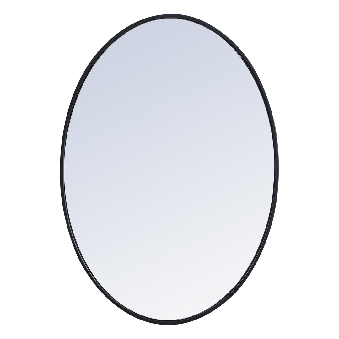 Metal Frame Oval Mirror III in Black by Elegant