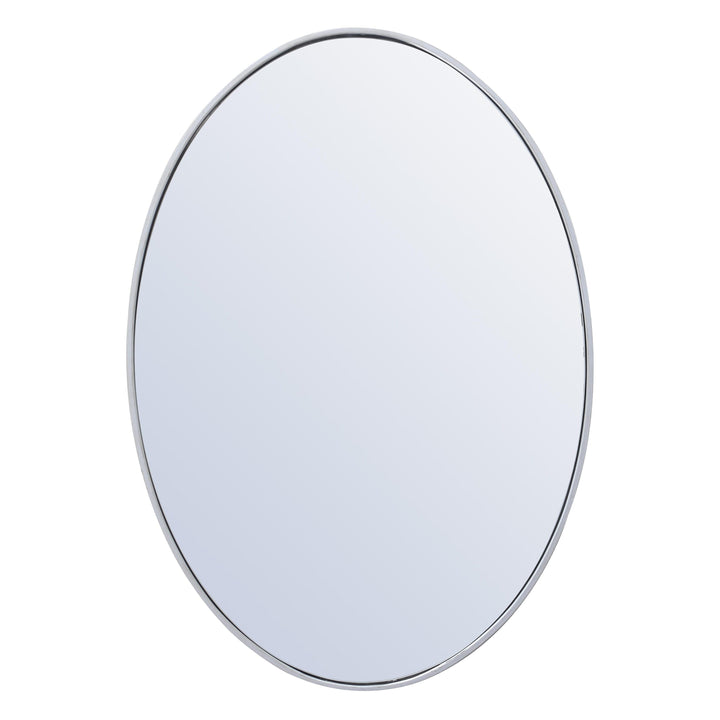 Metal Frame Oval Mirror III in Silver by Elegant