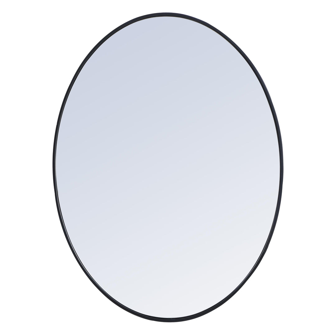 Metal Frame Oval Mirror III in Black by Elegant