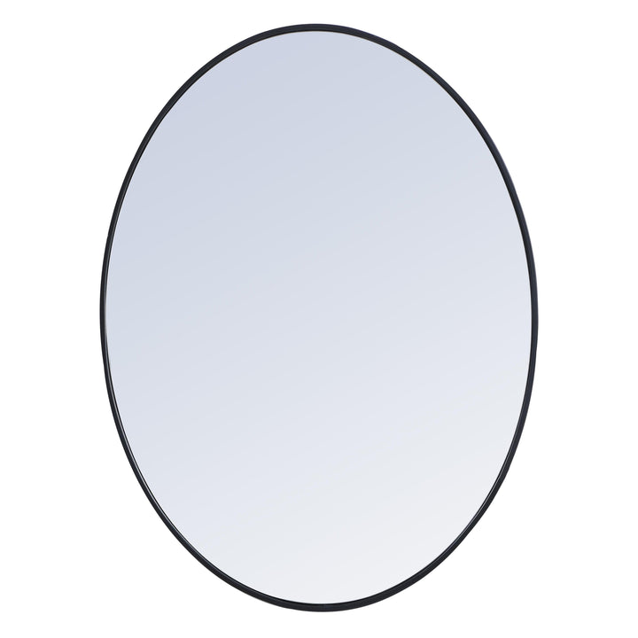 Metal Frame Oval Mirror III in Black by Elegant