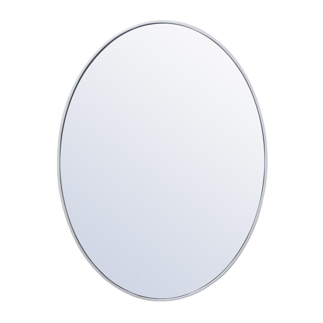 Metal Frame Oval Mirror III in Silver by Elegant