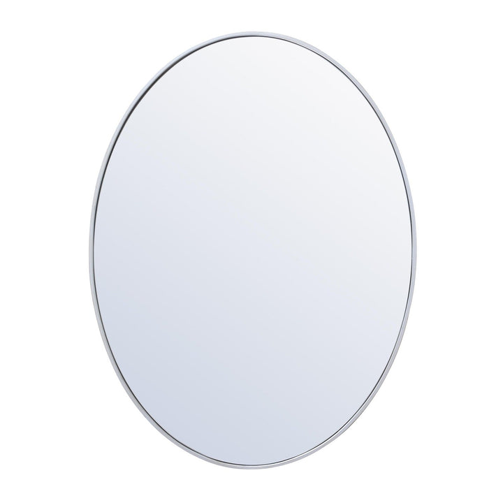 Metal Frame Oval Mirror III in Silver by Elegant