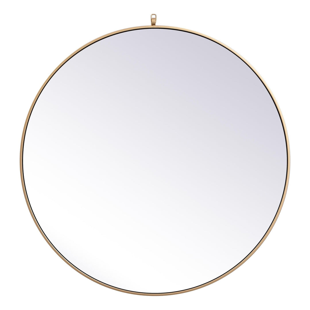 Metal Frame Round Mirror with Decorative Hook in Brass by Elegant