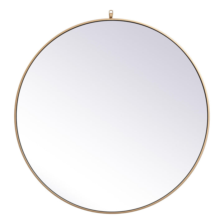 Metal Frame Round Mirror with Decorative Hook in Brass by Elegant