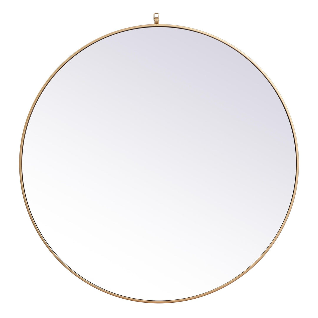 Metal Frame Round Mirror with Decorative Hook in Brass by Elegant