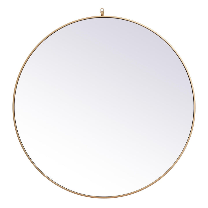 Metal Frame Round Mirror with Decorative Hook in Brass by Elegant