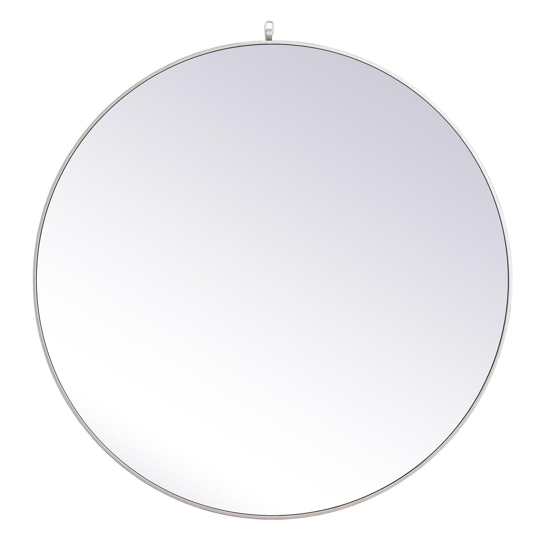 Metal Frame Round Mirror with Decorative Hook in Silver by Elegant