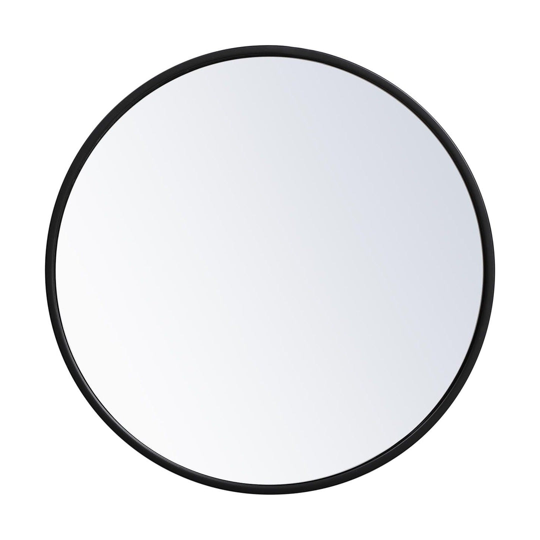 Metal Frame Round Mirror II in Black by Elegant